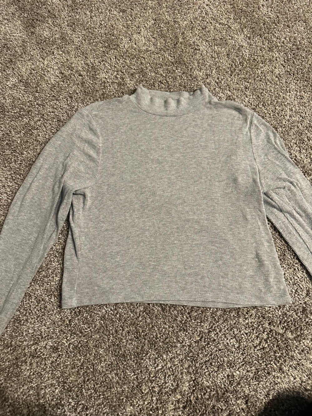 bp Light Gray Ribbed Mock Neck Long Sleeve Top